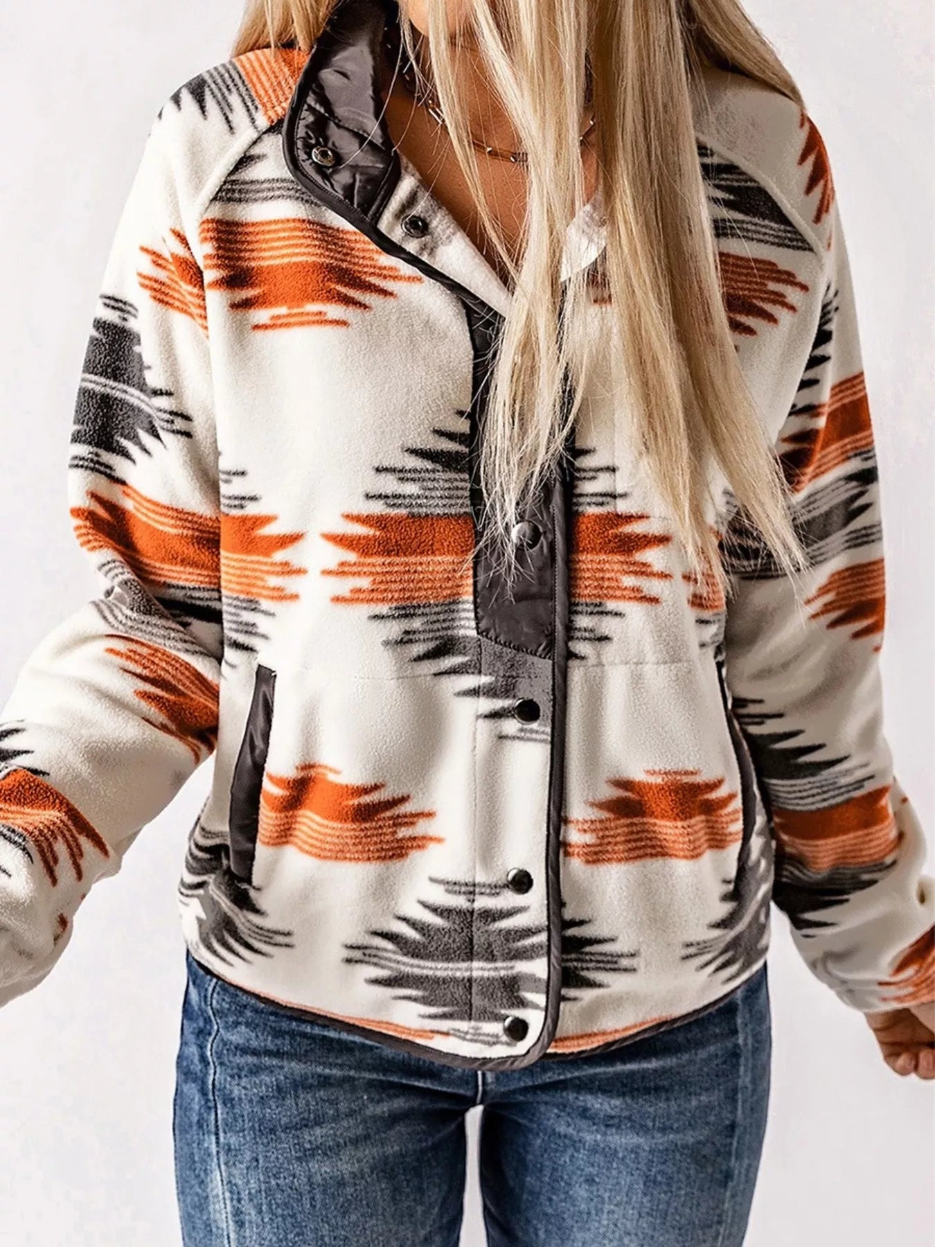 Geometric Snap Down Jacket