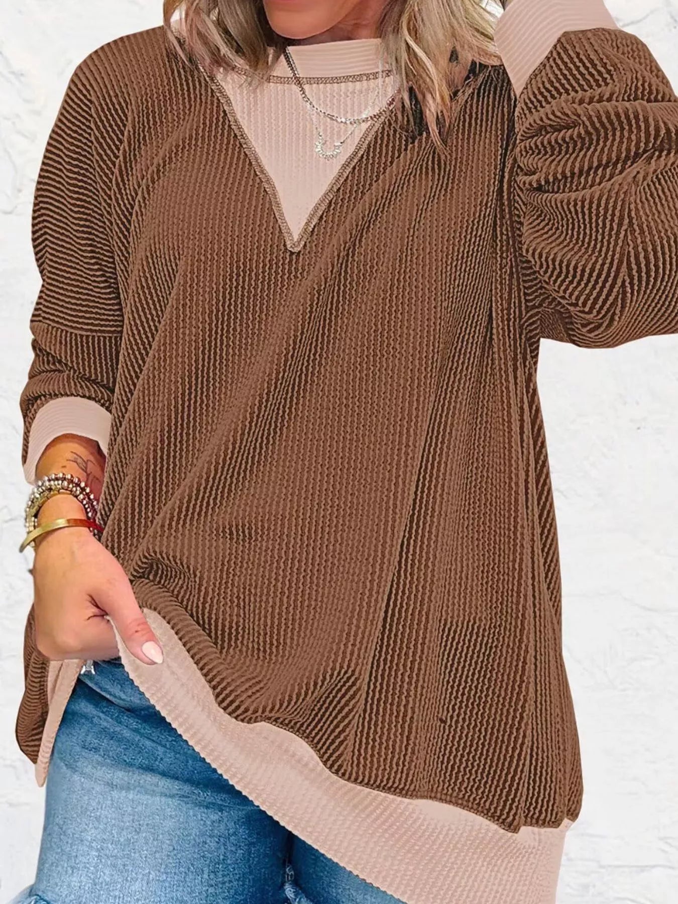 Contrast Dropped Shoulder Sweatshirt