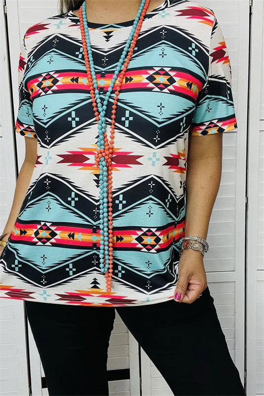 Aztec Multi Print Top Lady charmonline