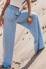 Load image into Gallery viewer, Denim Drawstring High Waist Wide Leg Pants
