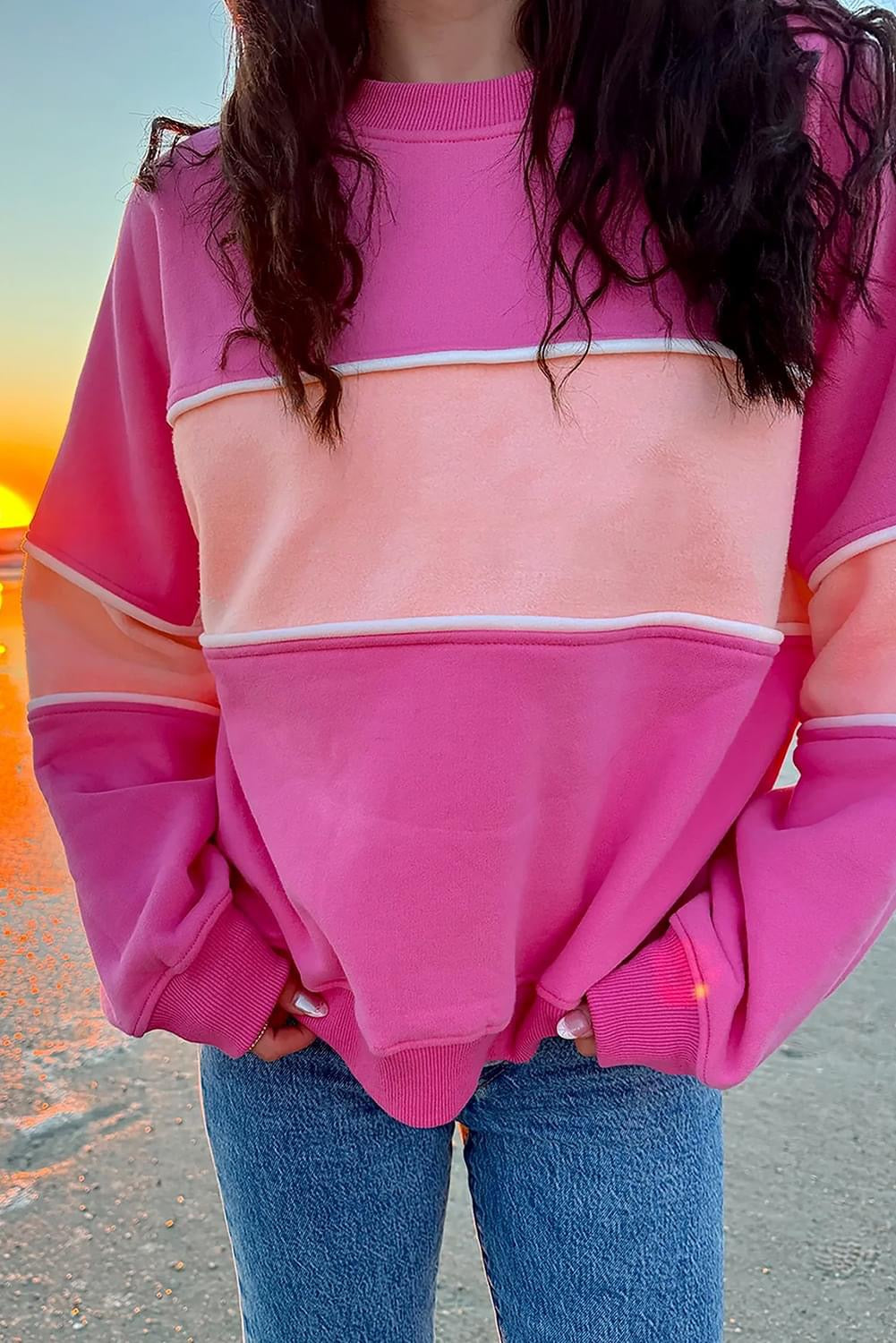 My Sunset Sweater Sachet Pink Colorblock 
Sweatshirt