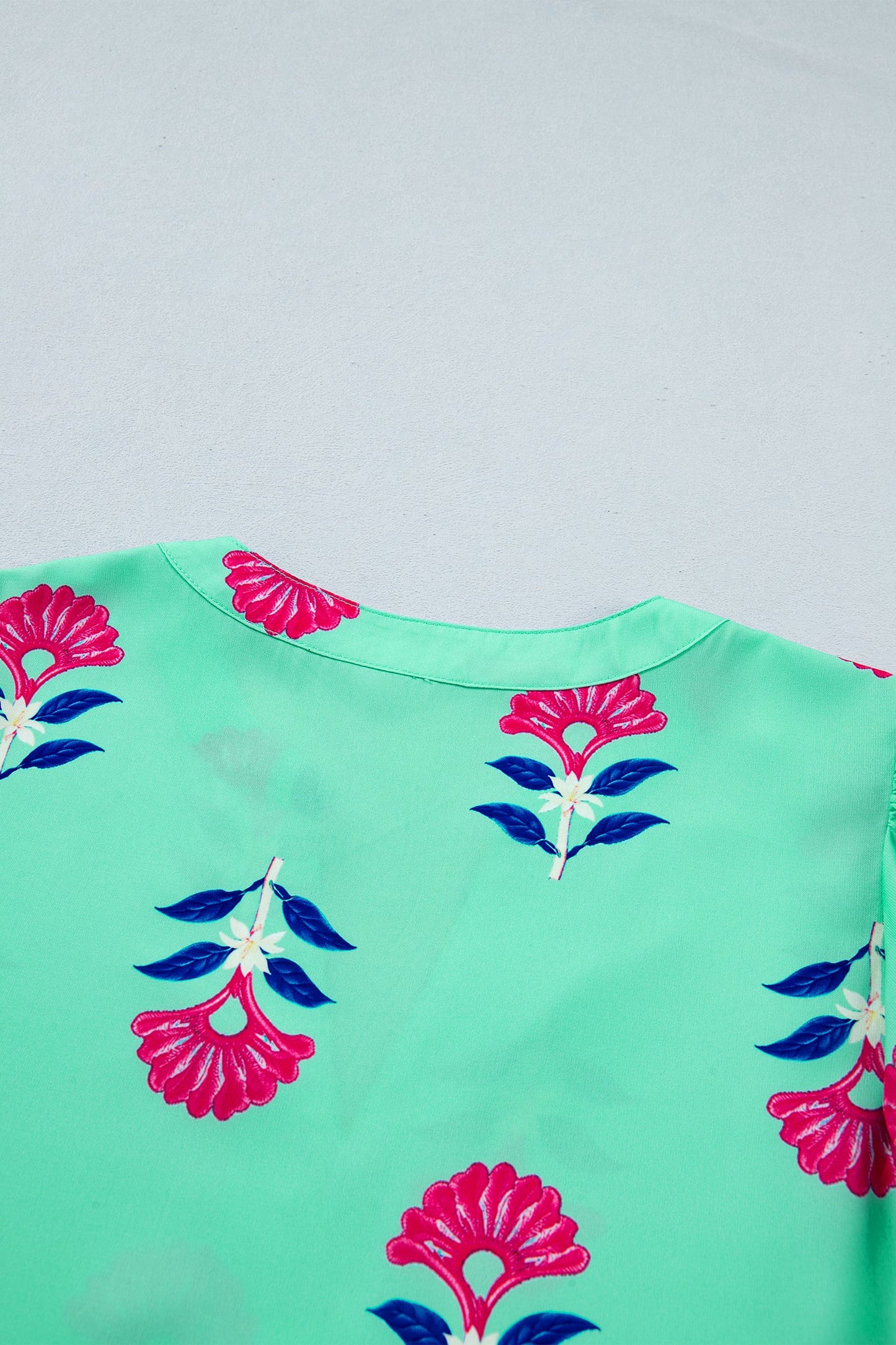 Gianna Floral Flutter Sleeve Blouse Threaded Pear