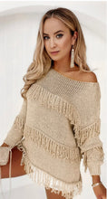 Load image into Gallery viewer, Fringe Detail Long Sleeve Sweater
