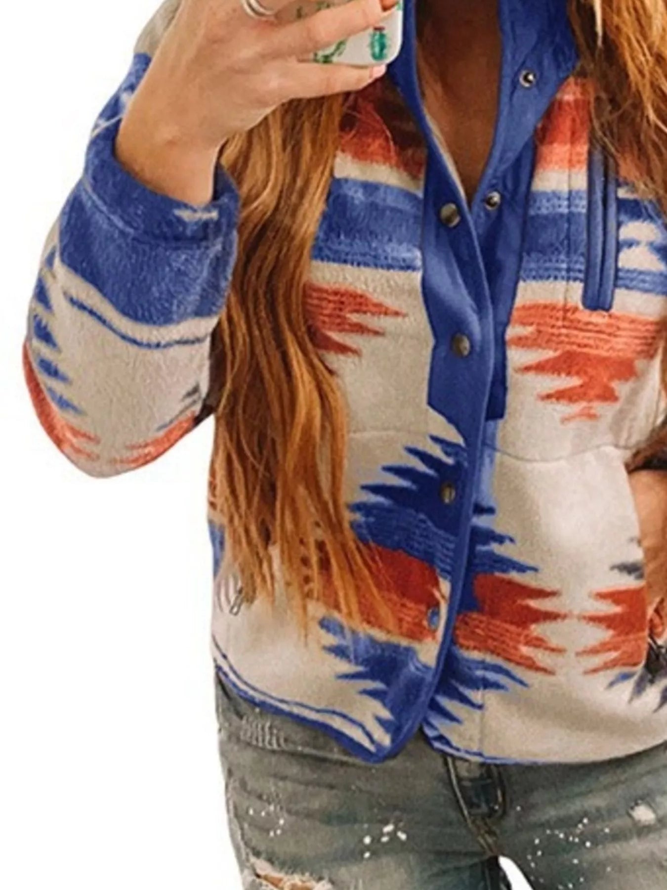 Geometric Snap Down Jacket