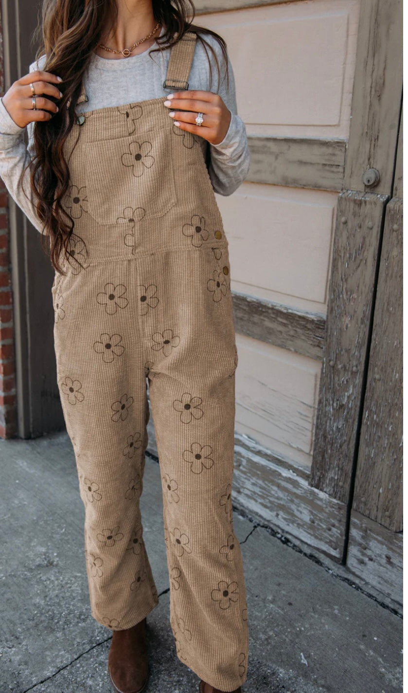 Flower Print Corduroy Overall (Ships 9/30)