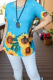 Load image into Gallery viewer, Sunflower Turquoise Top
