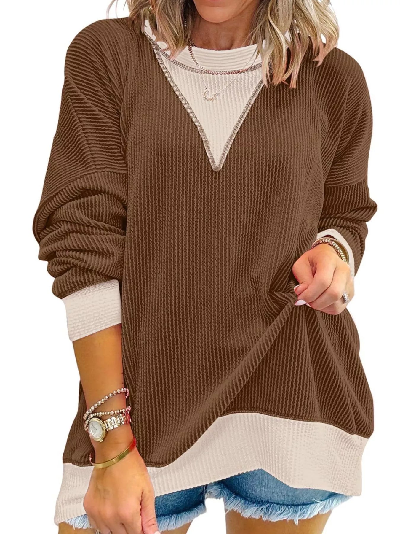 Contrast Dropped Shoulder Sweatshirt