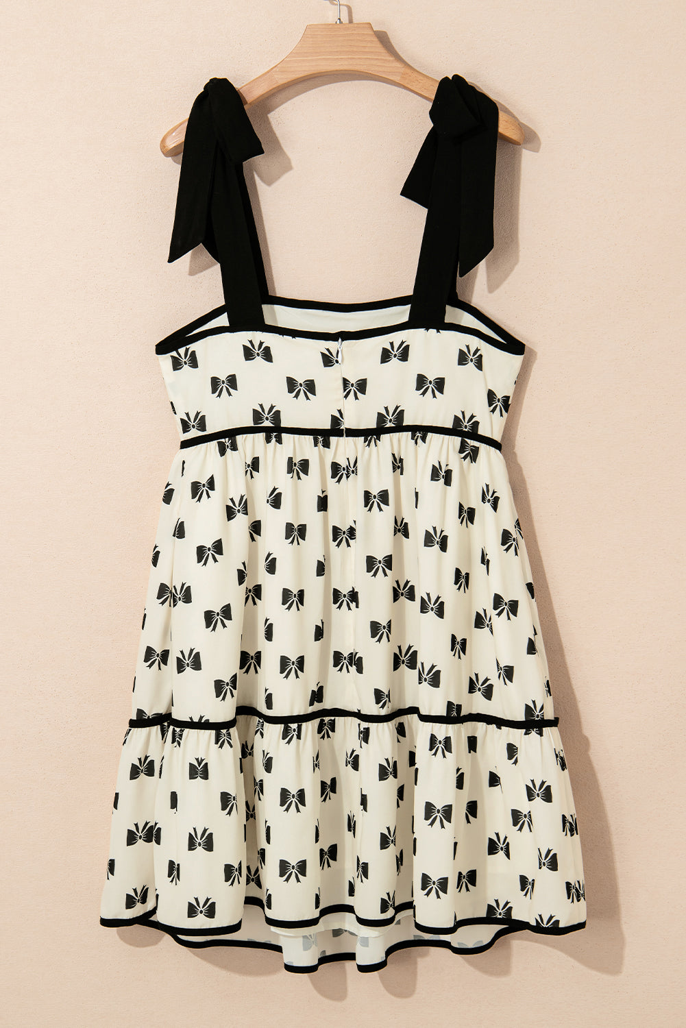White Bow Contrast Trim Knotted Shoulder Mini Dress Wild and Free Boutique