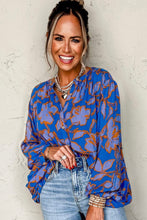 Load image into Gallery viewer, Blue Floral Batwing Loose fit shirt
