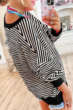 Load image into Gallery viewer, DROP SHOULDER LONG SLEEVE BLACK STRIPED TOP
