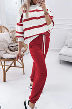 Load image into Gallery viewer, CLASSIC STYLE  STRIPED PULLOVER AND JOGGER SET **SHIPPING EXPECTED TO BEGIN ON DATE 10/28**
