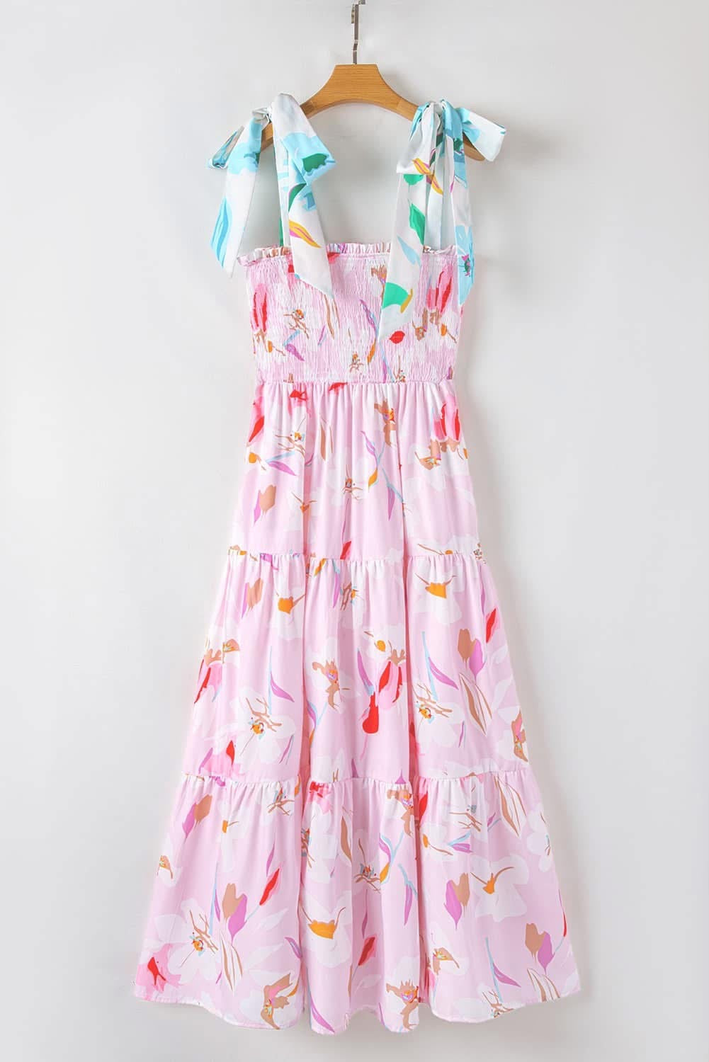 Pink Floral Tiered Maxi