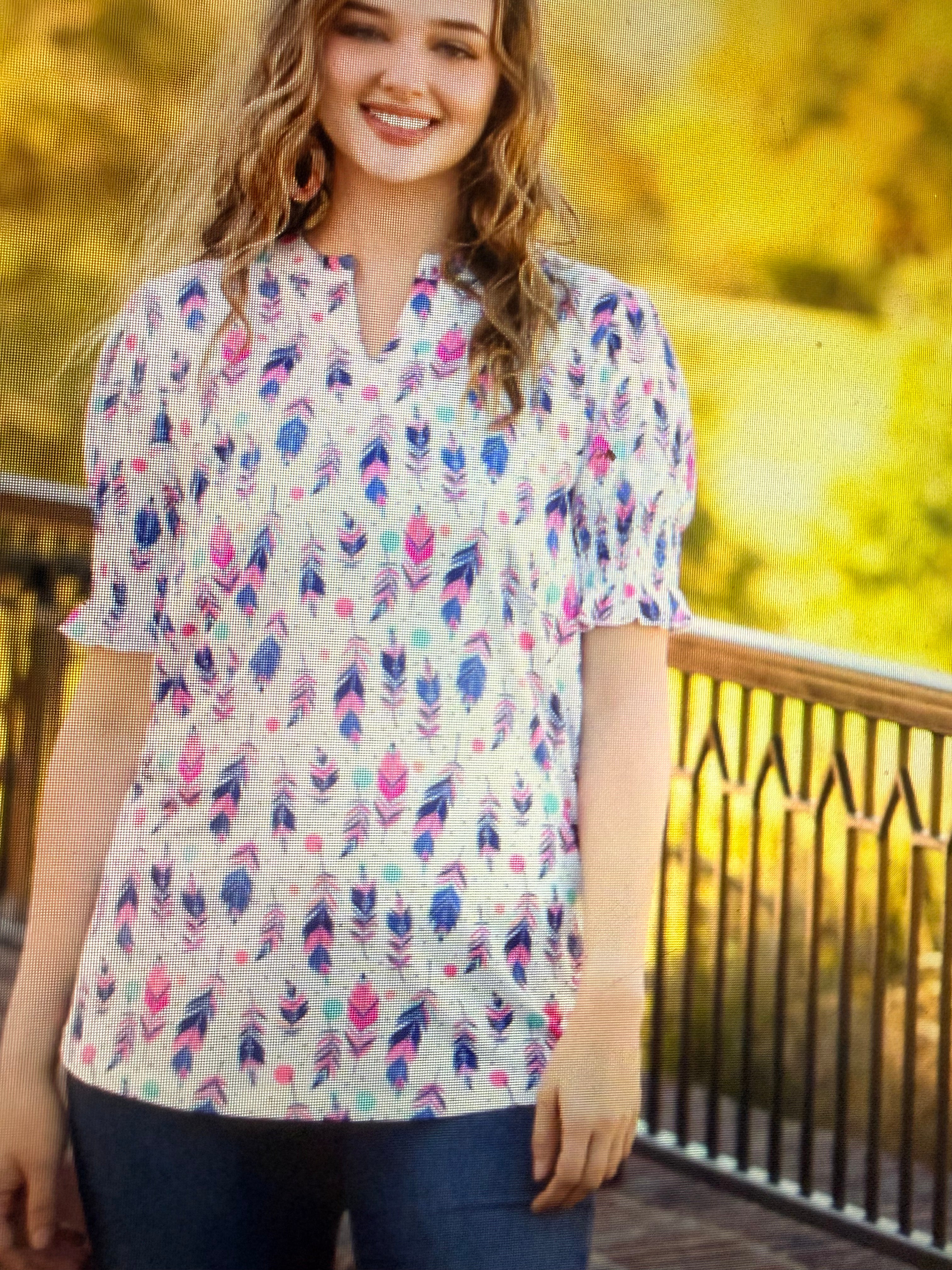 Feather Print Top