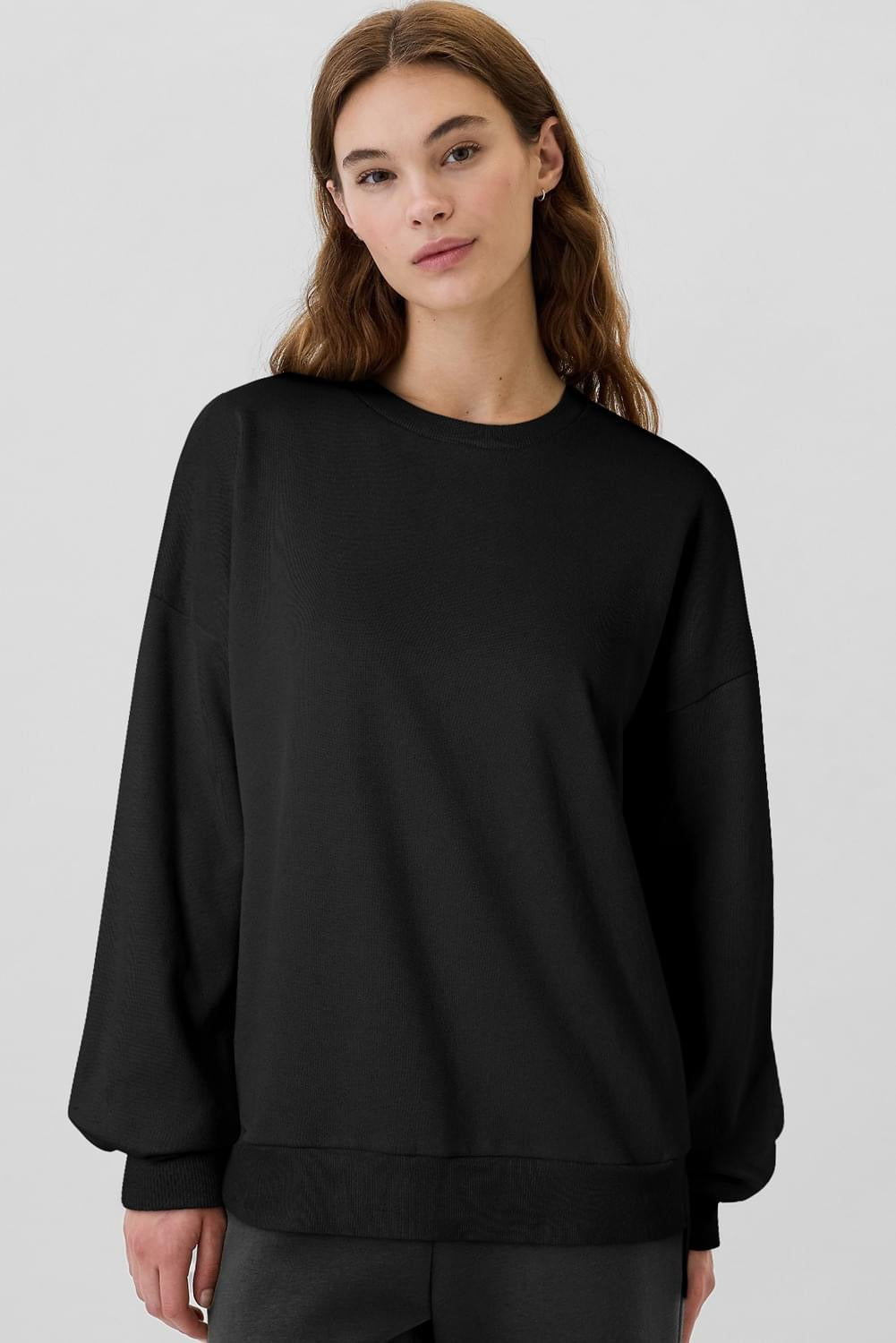 Solid Fleece Lined 
High Low Sweatshirt