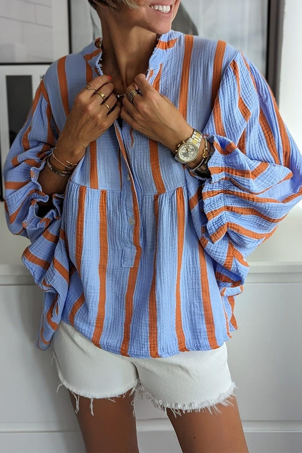 Stripe Button Up Loose Shirt