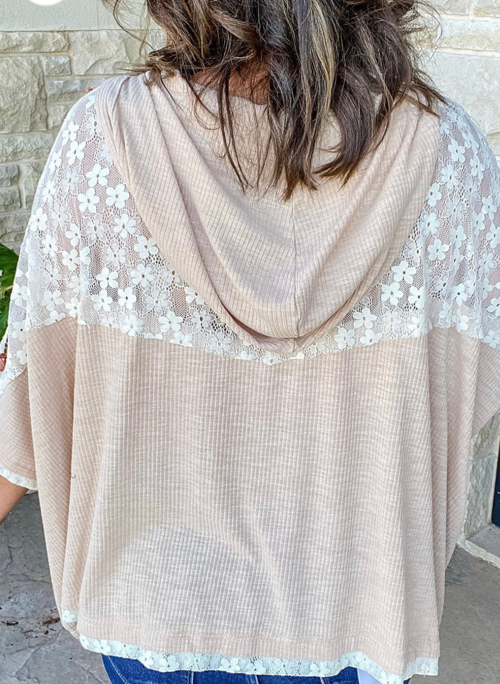 Plus Size Floral Peace Patch Hooded Top