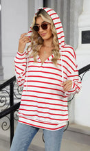 Load image into Gallery viewer, Drawstring Striped Long Sleeve Hoodie
