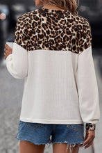 Load image into Gallery viewer, Leopard Waffle Knit Patchwork Top
