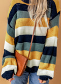 Color Block Round Neck Dropped Shoulder Sweater