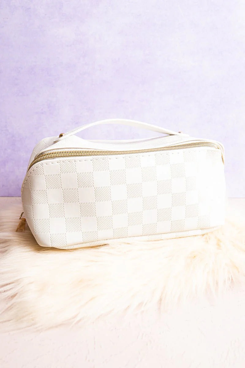 Checkered expandable Makeup Bag