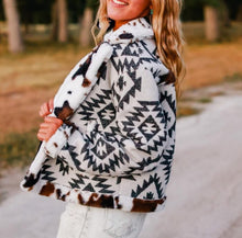 Load image into Gallery viewer, Aztec Cow Print Sherpa Jacket
