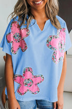 Load image into Gallery viewer, FLORAL OASIS BLUE LOOSE T-SHIRT **SHIPPING EXPECTED TO BEGIN ON DATE 5/12**
