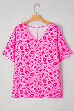 Load image into Gallery viewer, Pink Leopard V Neck Loose Top
