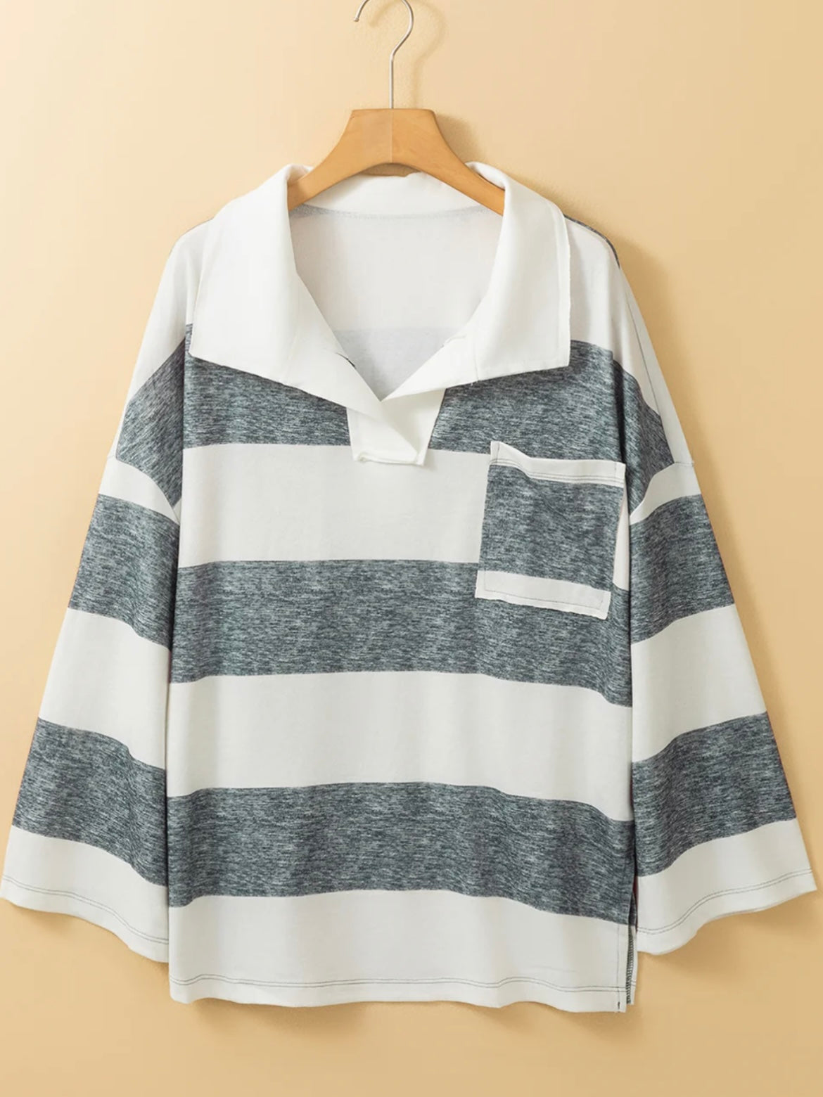 Striped Oversized Collared Top