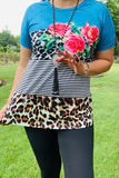 Leopard Floral Striped Top
