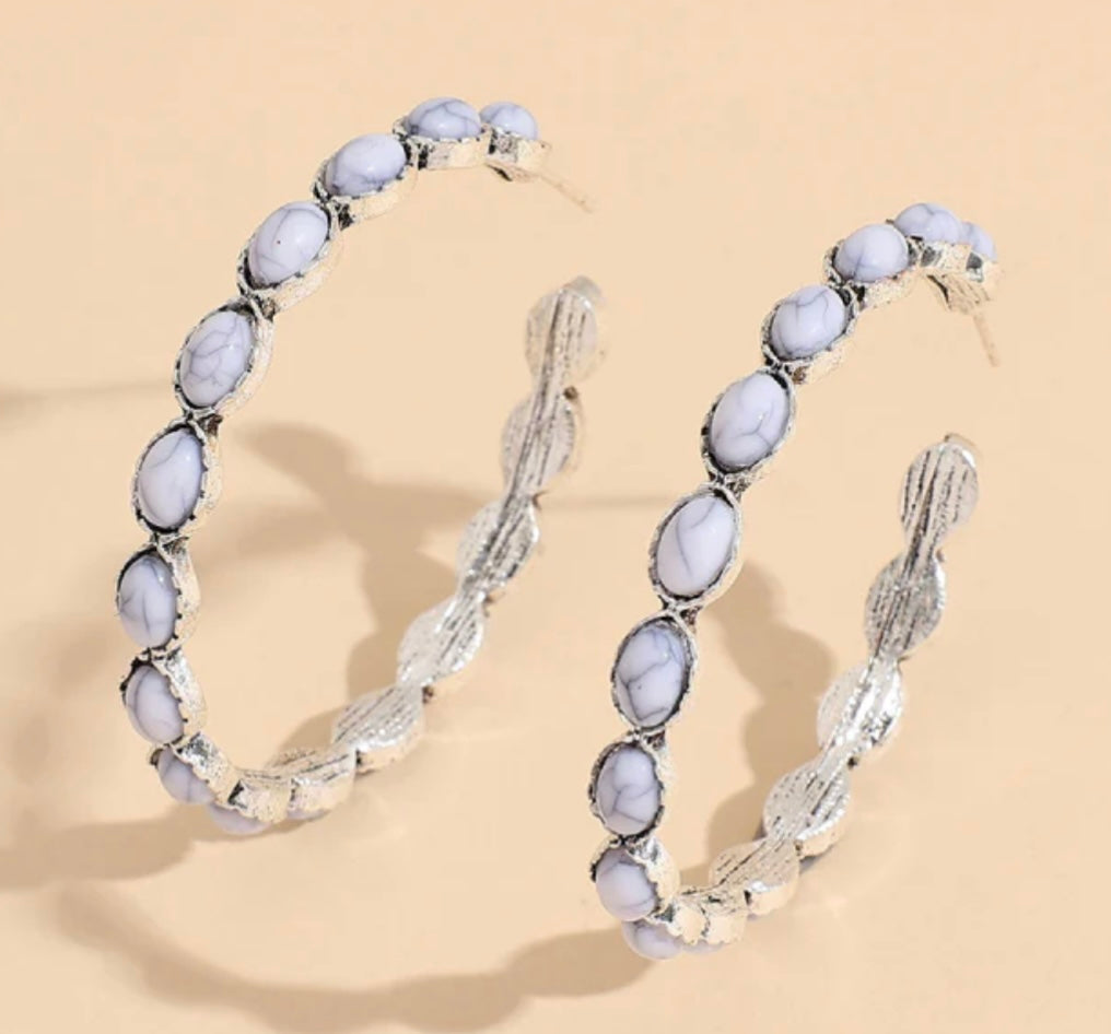 Artificial Turquoise C-Hoop Earrings