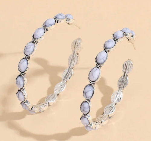 Artificial Turquoise C-Hoop Earrings
