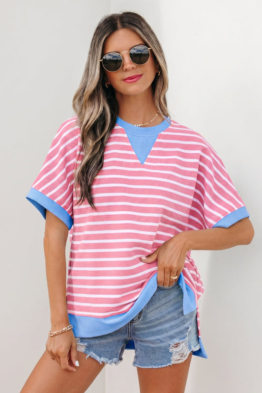 Kelly Loose Short Sleeve Top Threaded Pear