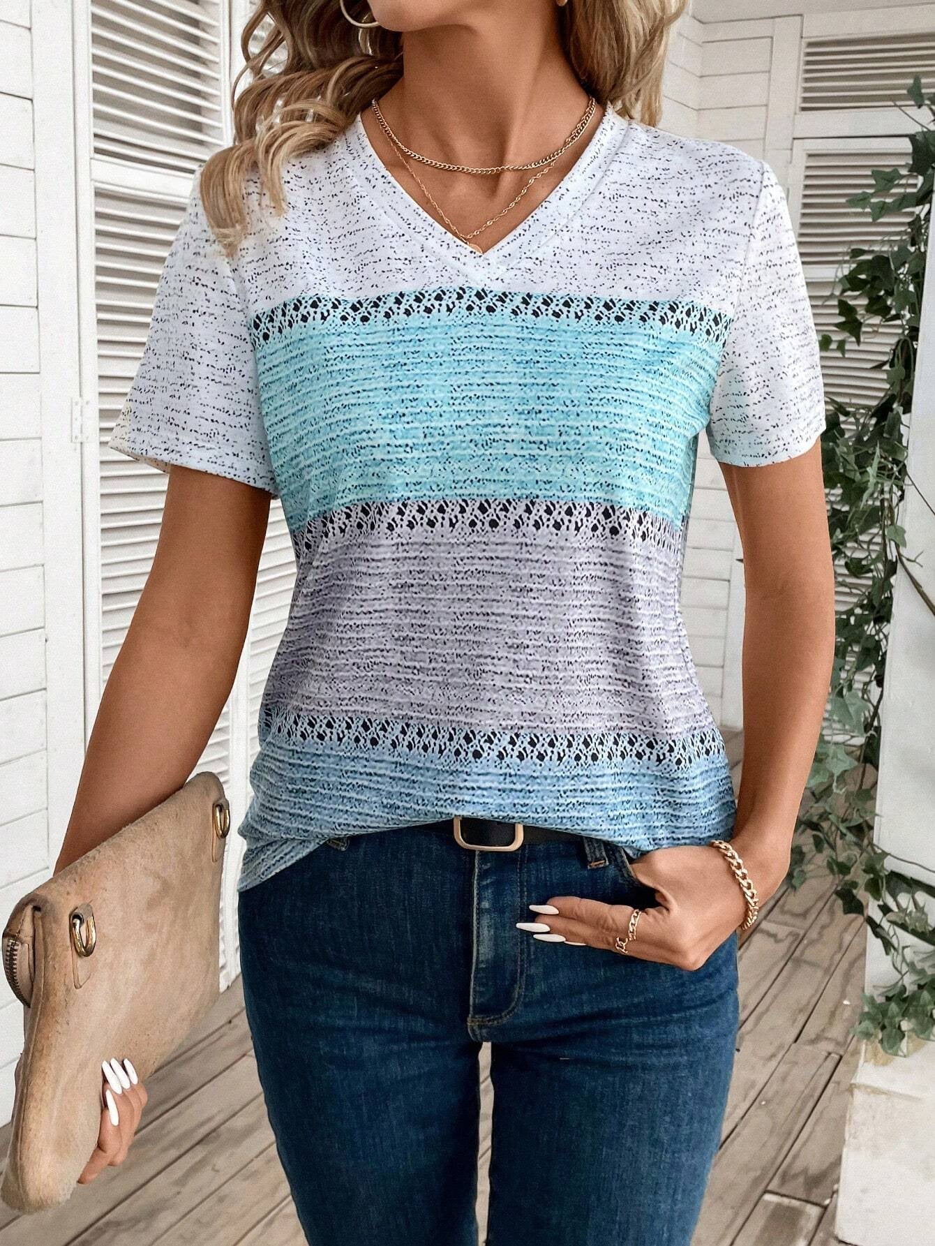 3D Print Short Sleeve Pullover Top – 5 Colors | XS–6XL