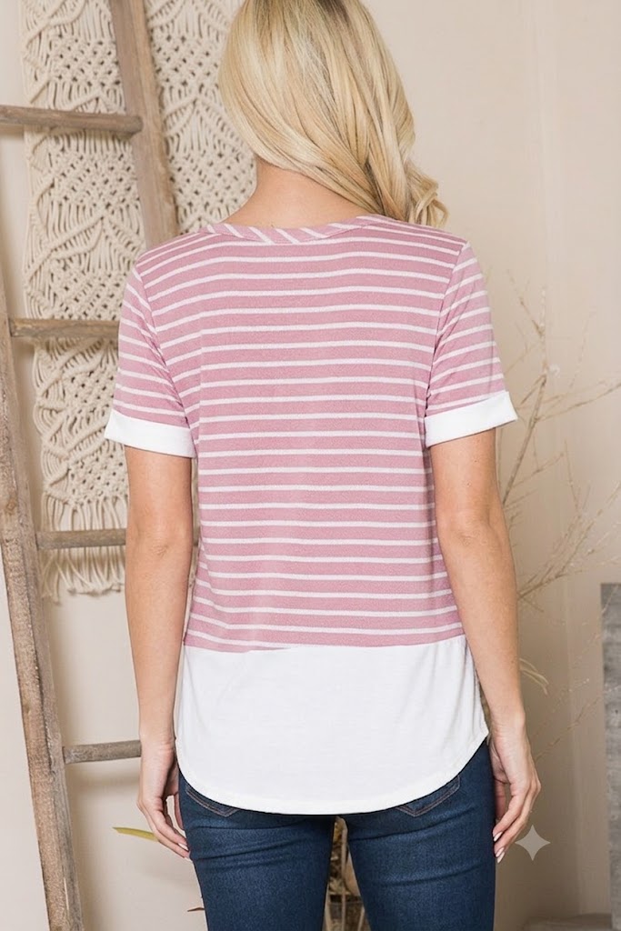 Double Pocket Stripe Knit Jersey Top