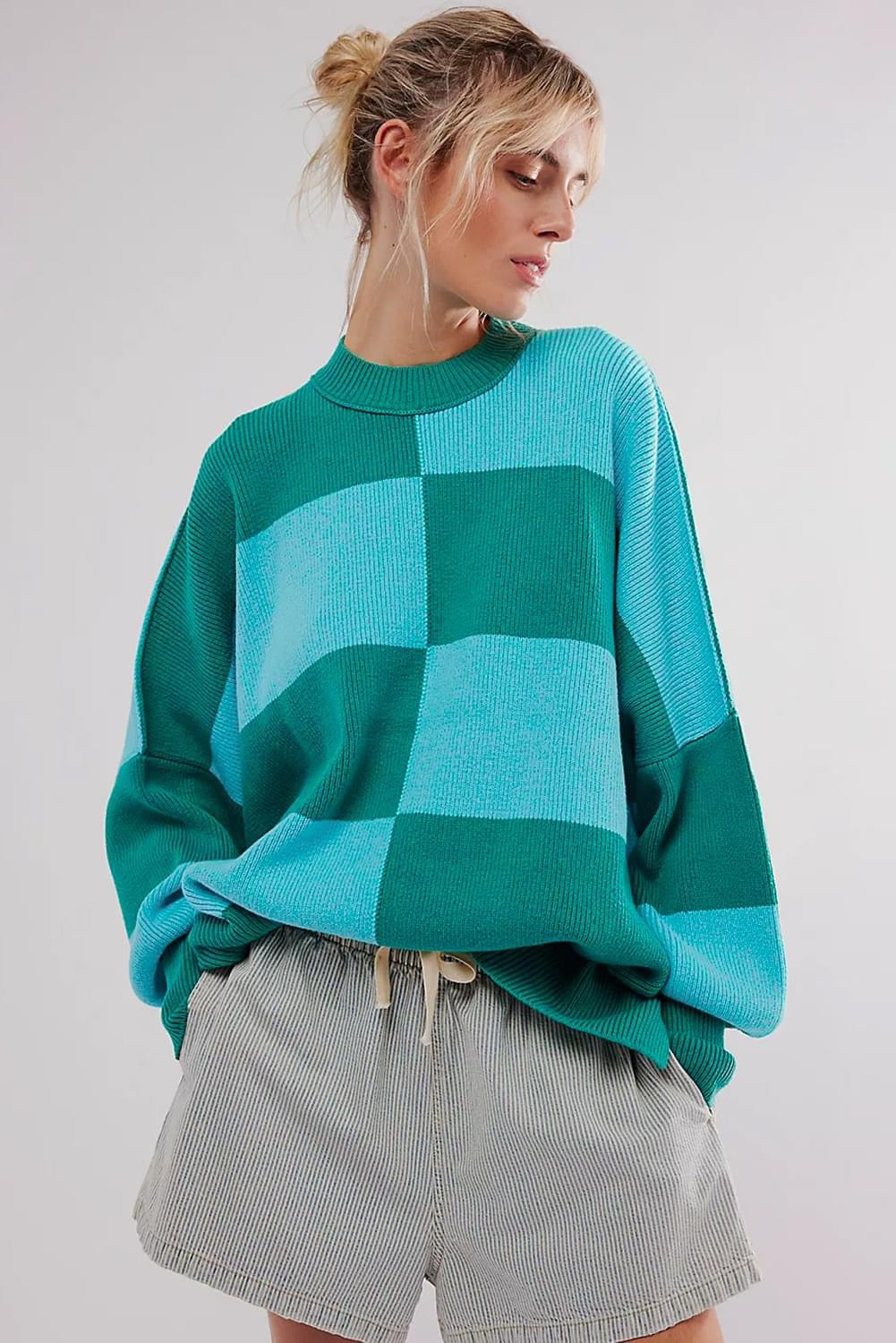 Green Checkered Oversized sweater