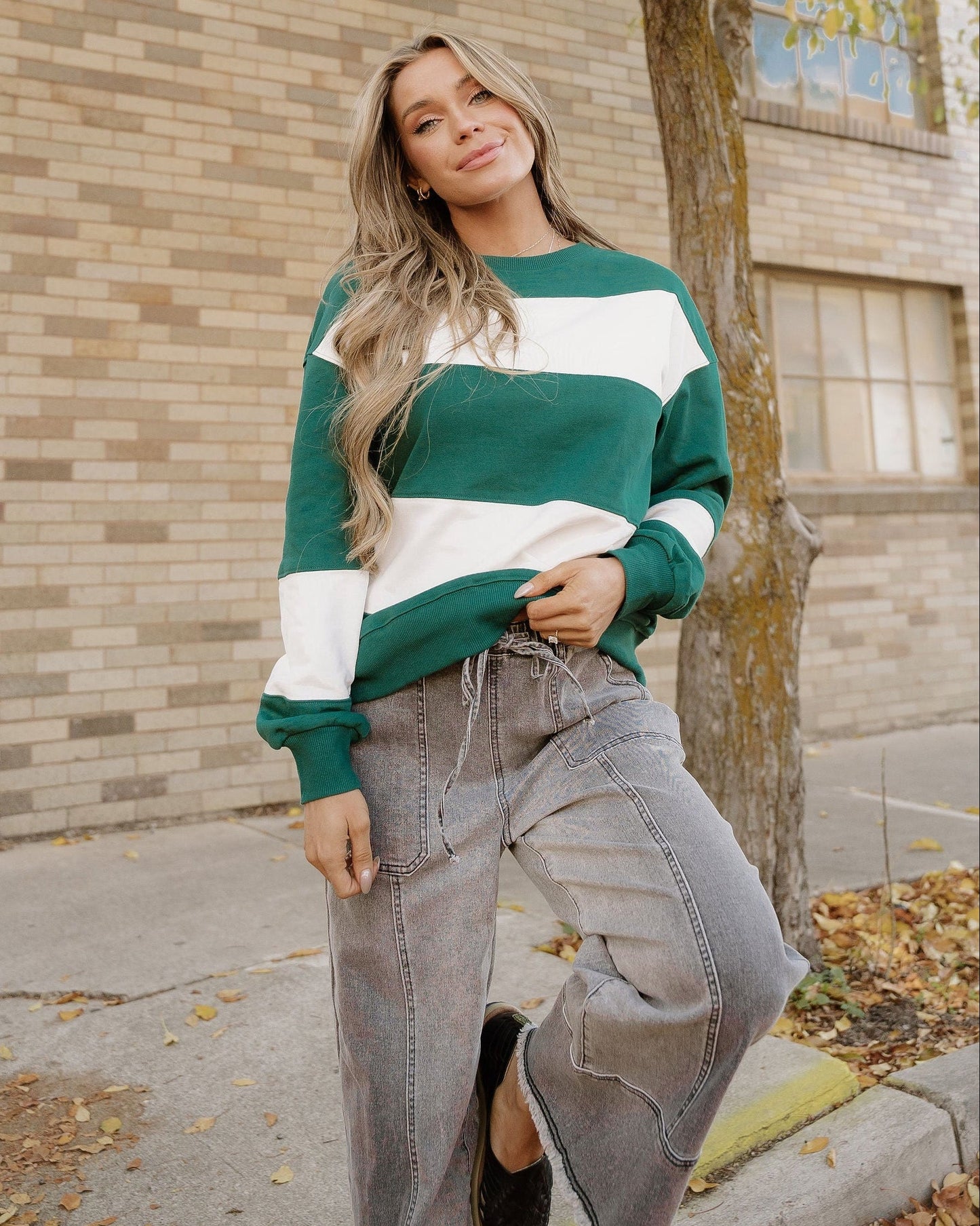 Mia Drop Shoulder Baggy Sweatshirt - Evergreen Indie & Co.