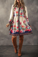 Load image into Gallery viewer, Floral Dream Apricot Floral High Waist Shirt Mini Dress
