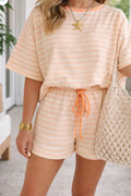 Peach Stripe Drawstring Set