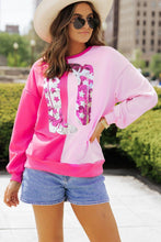 Load image into Gallery viewer, Pink sequined cowgirl Boots Sweatshirt
