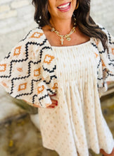 Load image into Gallery viewer, Beige Western Aztec Pleated Mini Dress
