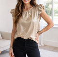 Gold Metallic Ruffle Trim Top