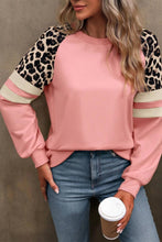 Load image into Gallery viewer, Leopard days Peach Blossom Leopard Print Raglan Sleeve Sweatshirt
