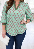 Green Plus Floral Blouse