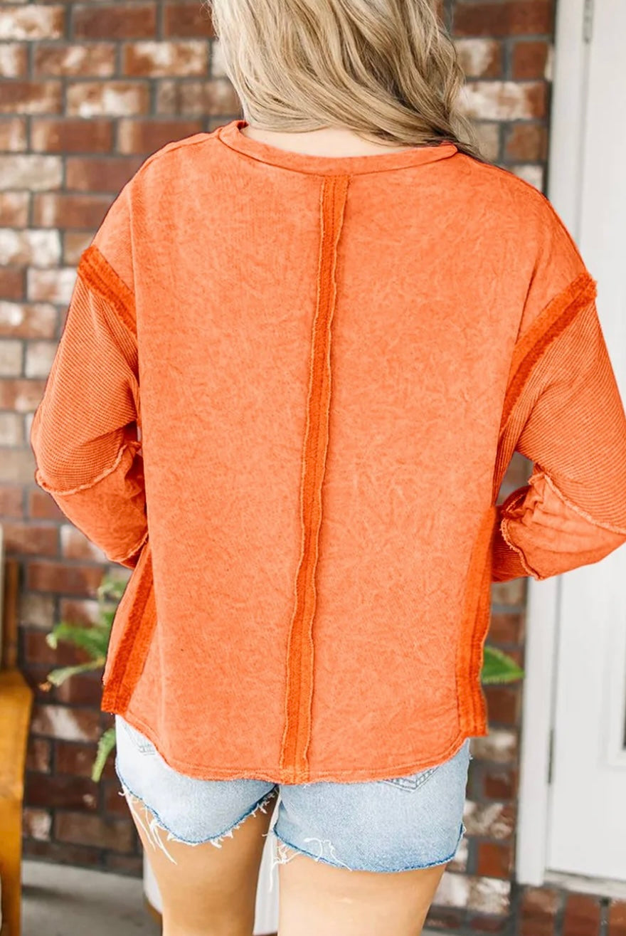 Exposed Seamed Raw Edge Sweatshirt