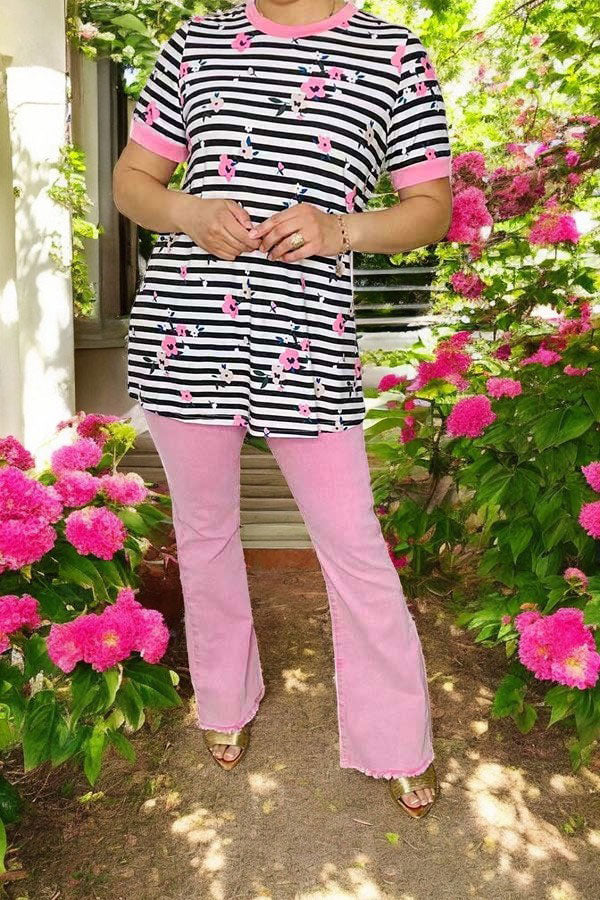 Floral & Stripes Top