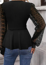 Load image into Gallery viewer, Peplum Surplice Long Sleeve Blouse
