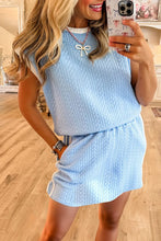 Load image into Gallery viewer, Beau Blue Contrast Crewneck Skirt set
