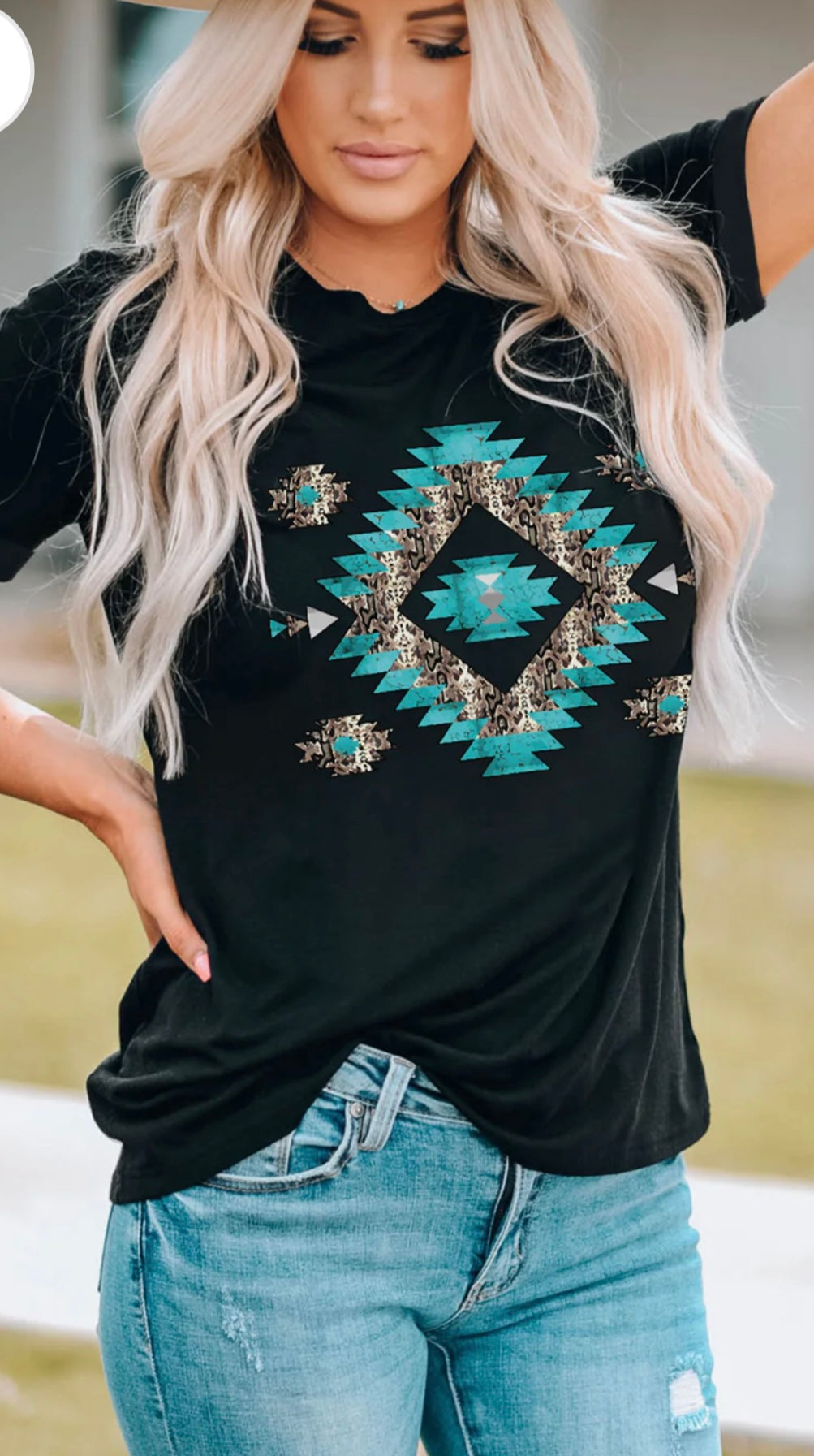 Western Printed Crewneck Graphic Tee