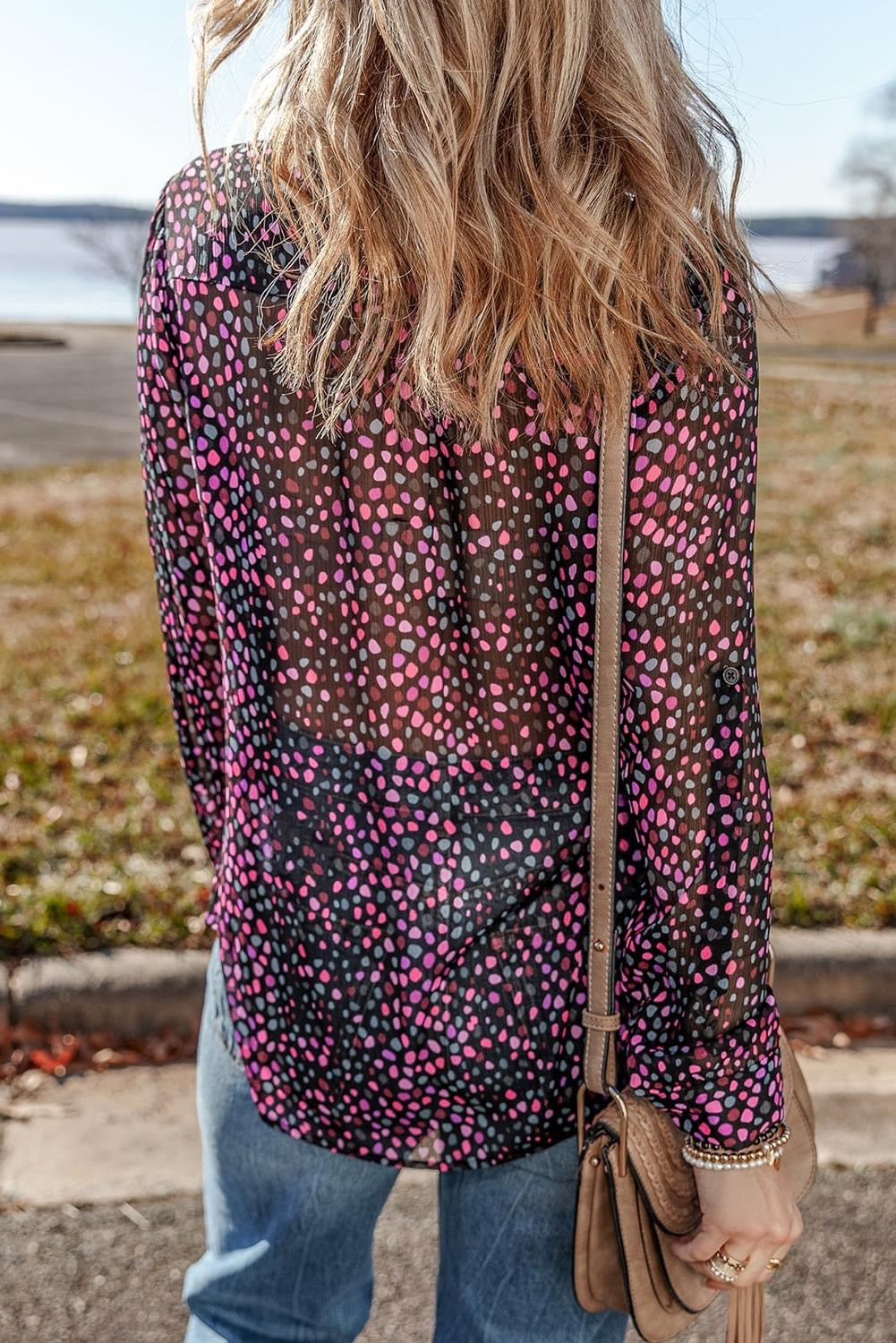 Wine Polka Dot 
causal Shirt