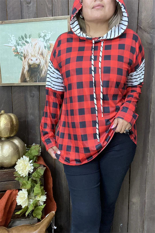 Plaid Hoodie Top